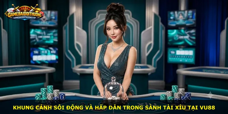 Khung cảnh sôi động và hấp dẫn trong sảnh tài xỉu tại Vu88